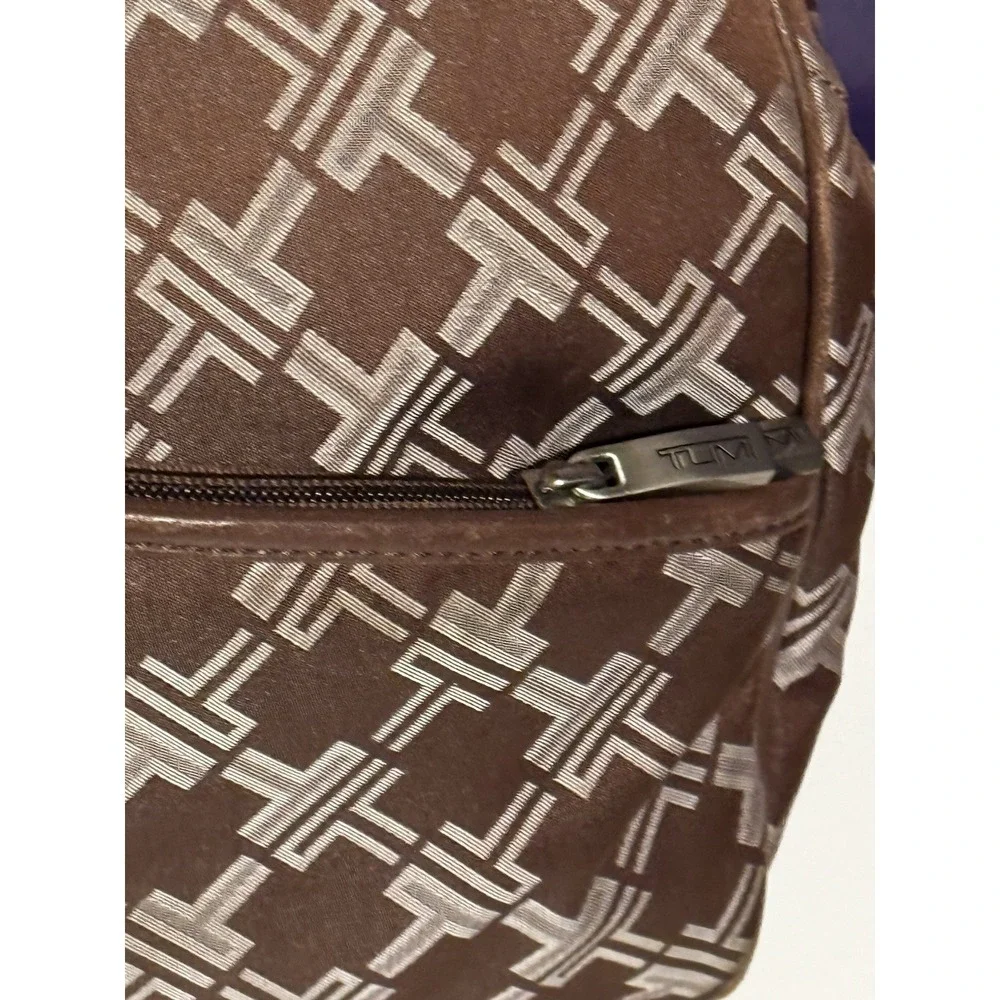 TUMI Signature Collection Logo Nylon Weekender Carry-On Duffle Travel Bag Brown